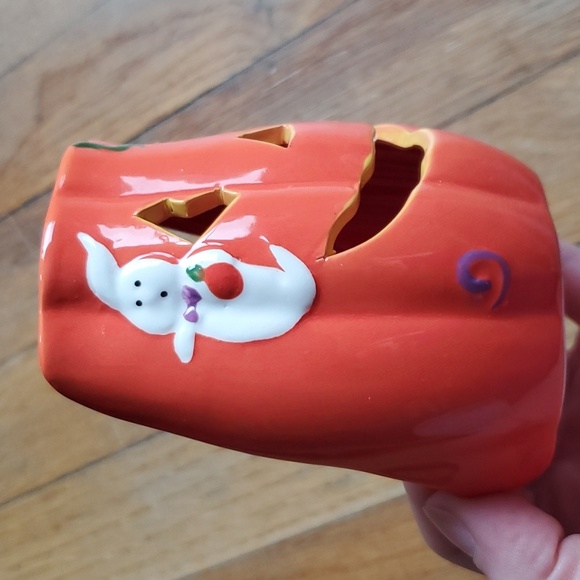 Ceramic pumpkin Halloween candle holder - Picture 2 of 7